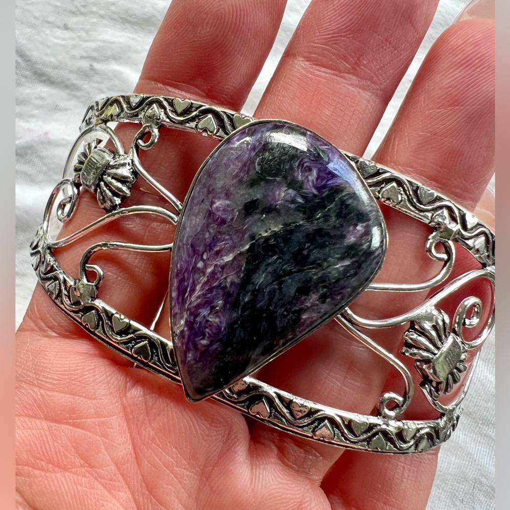 925 Third Eye Chakra Insight Charoite Cuff Bracelet